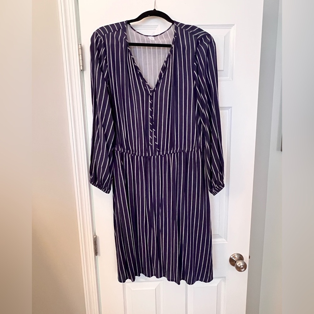 Old Navy Dark Blue Striped Dress - Size L